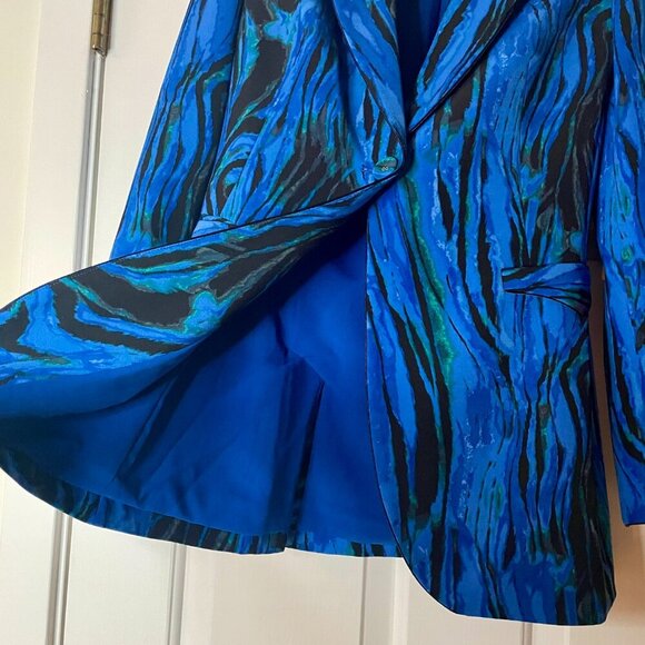 DVF Blue Leopard Blazer Sz 4 - Picture 2 of 4